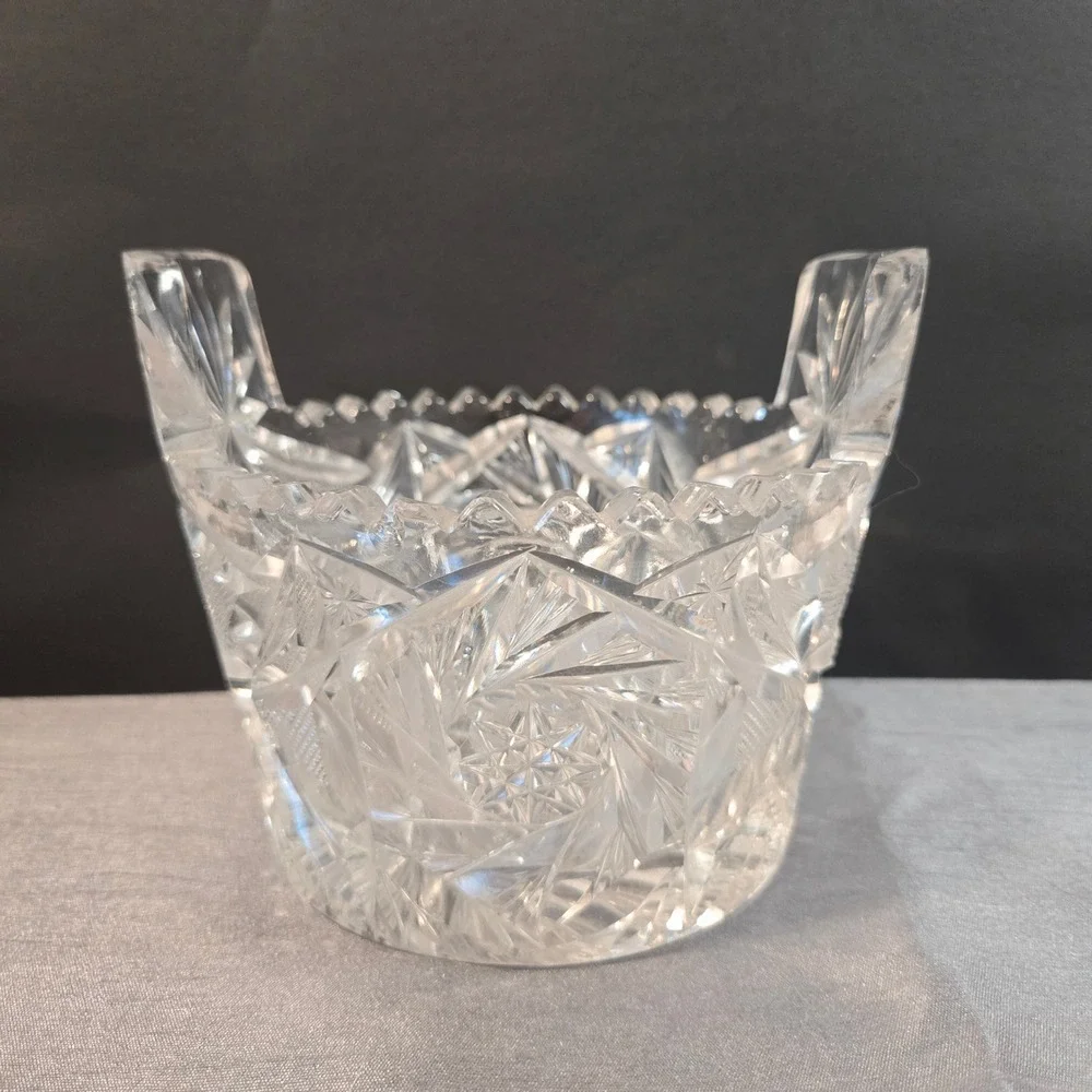 Antique ABP American Brilliant‎ Cut Glass Tab Handled Ice Bucket